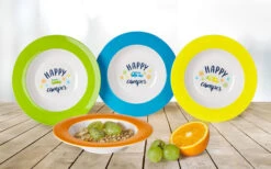 Juego De Platos Hondos De Melamina Berger Happy Camper 4pcs.