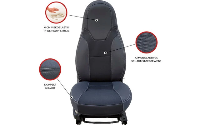 Fundas De Asiento Dubai 2 Piezas Fiat Ducato, Citroën Jumper, Peugeot Boxer My. 2006 - 2020 3 Fundas De Asiento Dubai 2 Piezas Fiat Ducato, Citroën Jumper, Peugeot Boxer My. 2006 - 2020